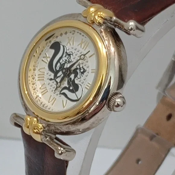 Fossil Warner Bros Pepe Le Pew & Penelope Pussycat Watch Leather New Batter rare - Picture 3 of 14